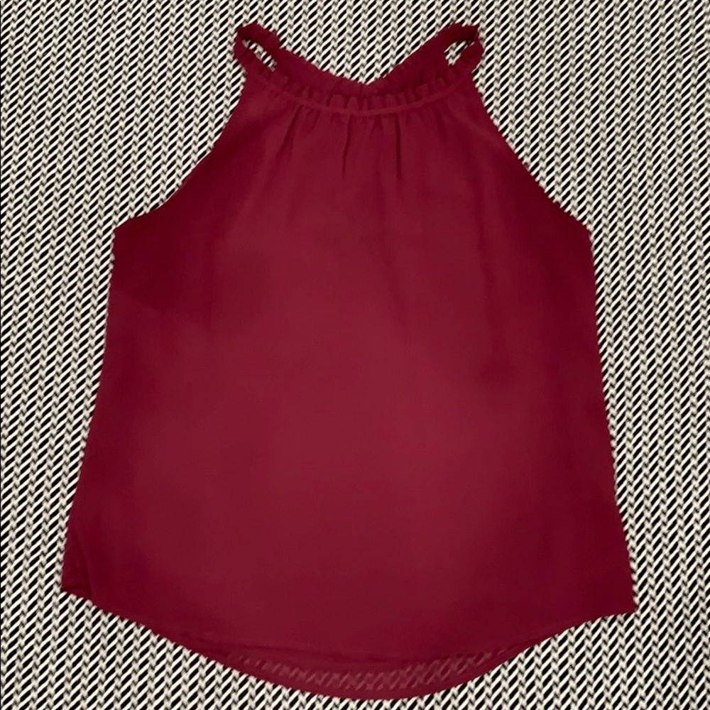 Magenta Chiffon Halter Tank EUC Daily Look Small